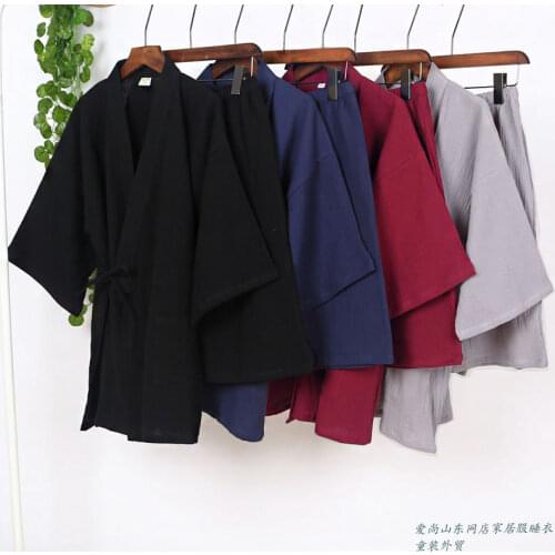 2021 Summer Mens casual Comfortable cotton linen Homewear clothes,plus size 4XL 5XL Fashion Japanese Style pajamas sets