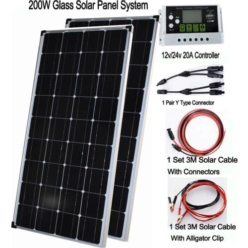 100W 200W 18V Rigid Solar Panel Kit Complete 36PCS Mono Solar Cell 125mm*125mm 12V 24V battery Charge 25 year Warranty
