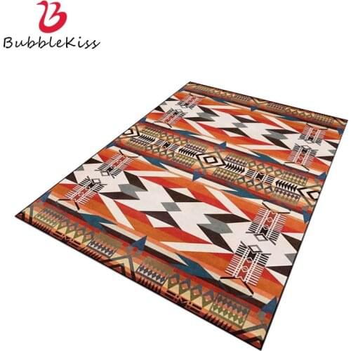 Bubble Kiss Ethnic Style Carpets For Living Room Retro Orange Rug Home Decor Carpet Geometric Door Floor Mat Bedroom Area Rugs
