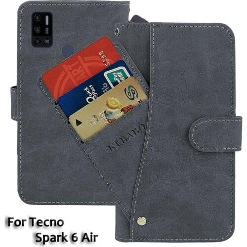 Leather Wallet Tecno Spark 6 Air Case 7" Flip Fashion Luxury Front Card Slots Cases Cover Business Magnetic Phone Bags