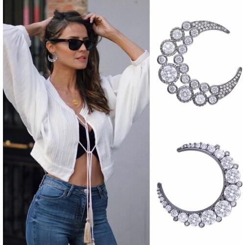 LARRAURI Deluxe African Nigerian Wedding Earrings For Women Cubic Zirconia Big Stud Moon Earrings Wedding Ear Accessories 2019