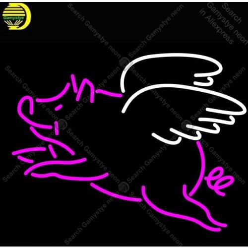 Flying Pig Neon Sign Glass Tube Handcraft neon light Sign Recreation Room Iconic Sign Neon Light Accessories anuncio luminoso