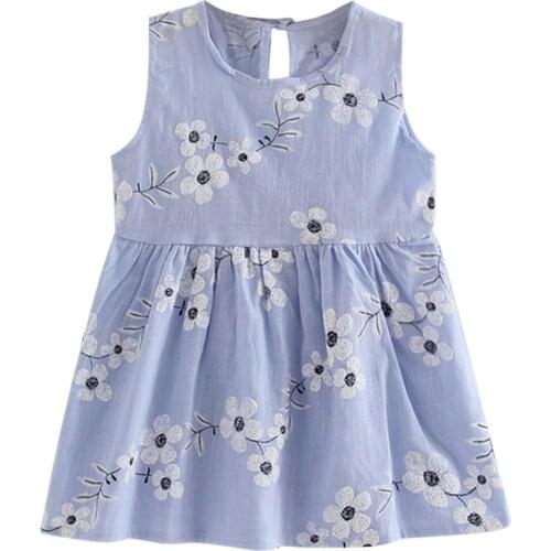 Toddler Girls Summer Princess Dress Kids Baby Party Wedding Floral Print Sleeveless Dresses Princess Dress L102