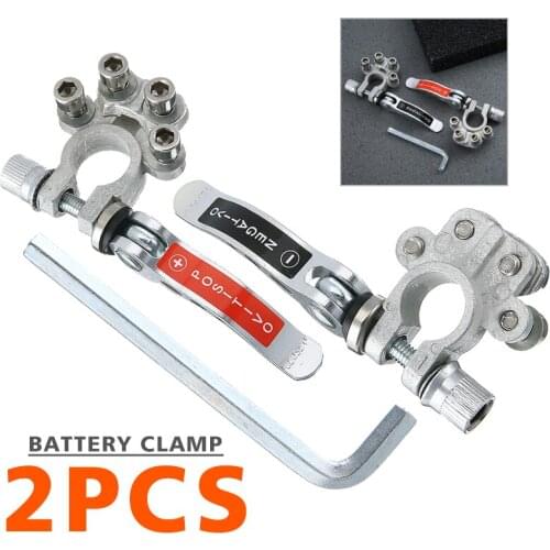 Mayitr 2pcs Car Auto Strong Battery Terminal Connector Clamp Adjust Disconnect Quick Release Accessories