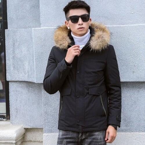 2020 Winter New Fake 2 Piece Mens Slim Fit Parka Casual Motorcycle Biker Windproof Overcoat Fur Collar Hoody Padded Down Jacket