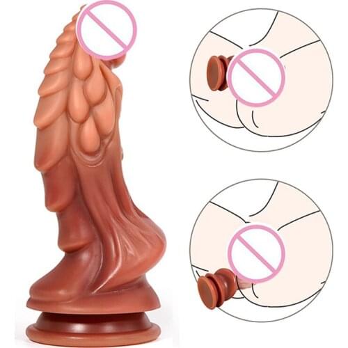 Soft Liquid Silicone Dildo Brown Big Penis With Suction Cup Huge Anal Vagina Butt Plug Adult Masturbate Adult Sex Toy For Couple
