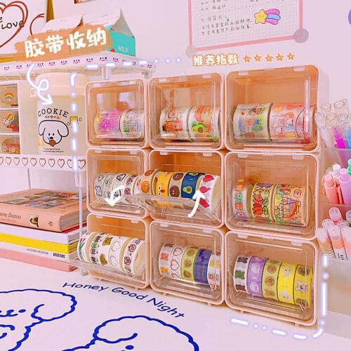 Desk Organizer Storage Box Washi Tape Stationery Storage Box Kawaii Office Accessories Organizer Desk