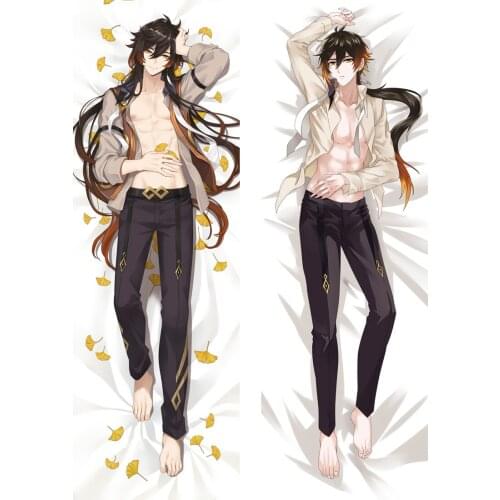 Game Genshin Impact Morax Zhong Li Pillow Case Dakimakura Costume Male Otaku Hugging Body Throw Cushion Pillow Cover Case