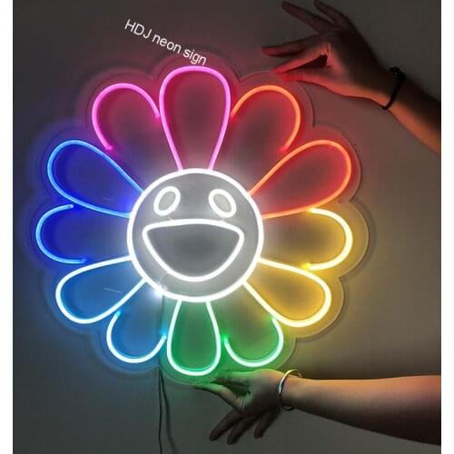Neon Sign Light Custom Flex Led 3D sunflower Acrylic Girls Wall Hanging Wall office Home Decoration Ins Neon Top
