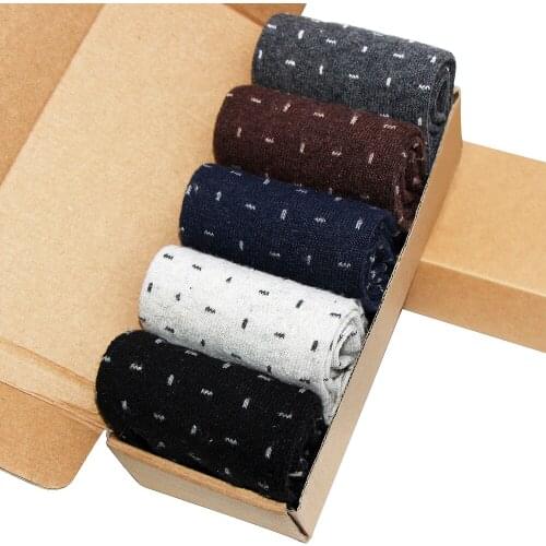 Autumn Winter Thick Warm Mens Happy Wool Socks off white Harajuku Horizontal Vertical Texture Calcetines Compression Skarpetki