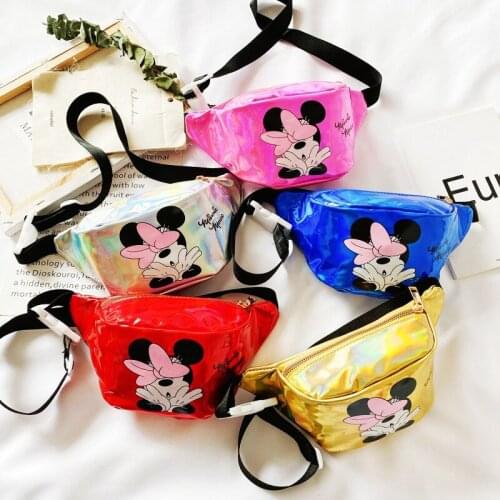 Disney new childrens bag cartoon Mickey Minnie Mouse waist bag shoulder bag coin purse Baby Cute Mini Chest Bag Shoulder Bag