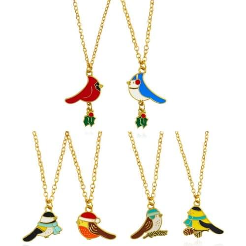 New Hot Bird Necklace Swallow Parrot Magpie Pigeon Enamel pigeon Necklace Pendant Chain Jewelry For Women Kids Charm Party Gift