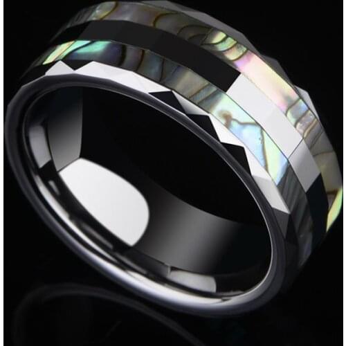 New Fashion Colorful Two Pcs Mother of Pearl Inlay Tungsten Rings High Polished 6mm/8mm for Man Woman Free Shipping Size 7-13