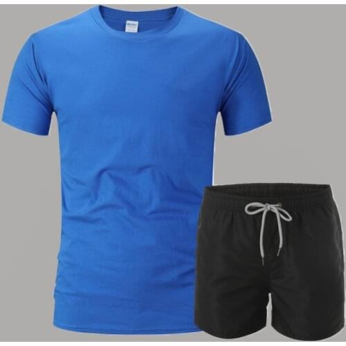 Solid Casual Sets Men Outfits Cotton Summer Cool Sportwear Sweatsuit Male Sports Suits Husband Loose Short Sleeve And Shorts Set