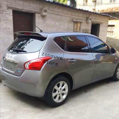 Use For Nissan Tiida 2011--2017 Year Spoiler ABS Plastic Carbon Fiber Look Rear Trunk Wing Car Body Kit Accessories