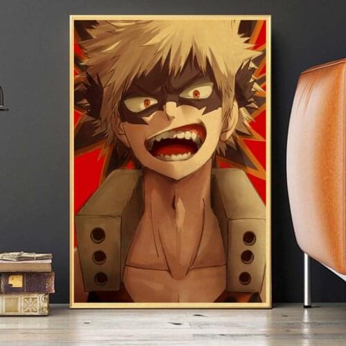 Japanese anime, my Hero, academic retro posters, Kraft Art picture canvas printing oil painting living room home decoration