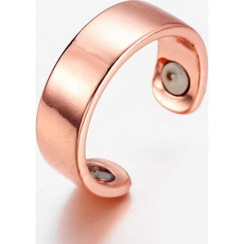 Rose Gold Black Magnetic Ring for Woman Health Energy Rings Open Resizable Size Finger Fashion Jewelry