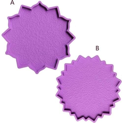 Diy Crystal Tea Tray Coaster Mold Mandala Epoxy Resin Mold Suitable for Home Decoration Table Wine Tray