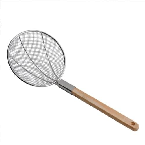 Stainless Steel Strainer Thicken Wooden Handle Skimmer Ladle Noodles French Fries Strainer Food Net Basket Kitchen Cooking Tools