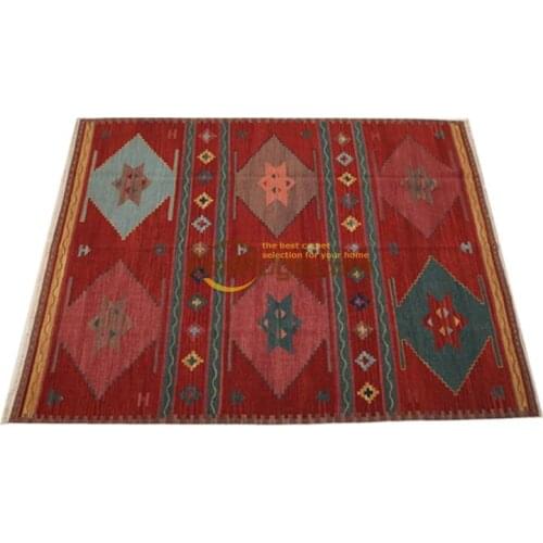 Tapete kilim Wool Handmade Turkish Vintage For Living Room Geometric Bohemian Wool Knitting
