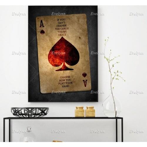 The ace of spades Wall Art Canvas Painting Posters And Print Motivational Modular Pictures Living Room Home Decor Floating Frame
