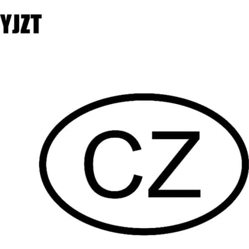 YJZT 13.8CM*9.4CM CAR STICKER VINYL DECAL CZ CZECH REPUBLIC COUNTRY CODE OVAL Black Silver C10-01283