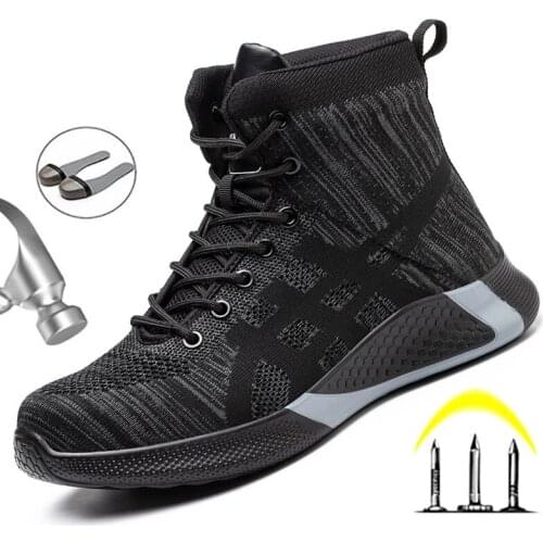 Steel Toe Safety Shoes Men Women Breathable Mesh Industrial & Construction Puncture Proof Work Boots Shoes Protective Footwear
