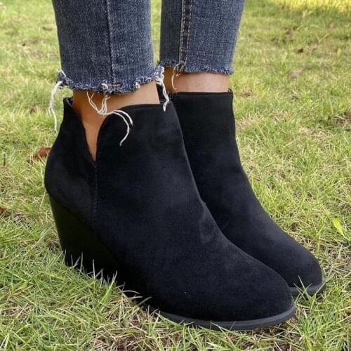 Women Leopard Ankle Boots Round Toe Booties Winter Footwear Platform High Heels Wedges Shoes Woman Bota Feminina