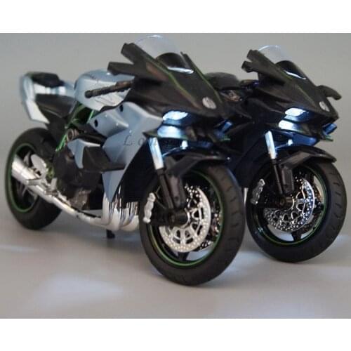 1:12 Diecast Motorcycle Model Toy Ninja H2 Sport Bike Replica With Sound & Light