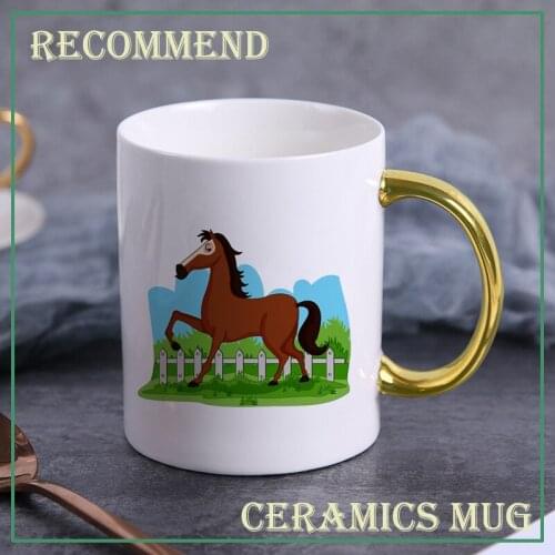 11oz Horse pattern Ceramic mug coffee Mugs Drinkware Coffee Tea Cups Novelty Gifts milk cup Drinkware KTDW-062