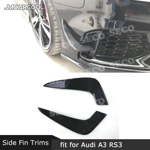 Carbon Fiber Front Bumper Air Vent Side Canards Trims For Audi A3 RS3 Sedan Fins Shark Style Bumper Decoration Stickers 2PCs