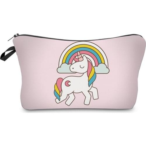 2018 Cosmetic Bags unicorn 3D printing Make up Bag New Fashion Brand makeup Bags 3D Printing Women Travel Makeup Bag
