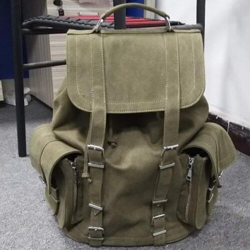 2021 neutral retro military green canvas bag handmade white military cloth shoulder canvas bag