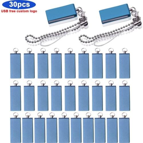 30pcs/lot Metal USB 2.0 Flash Drive 32GB 16gb 64gb waterproof usb 128gb pendrive 2.0 portable usb stick Gift free custom logo