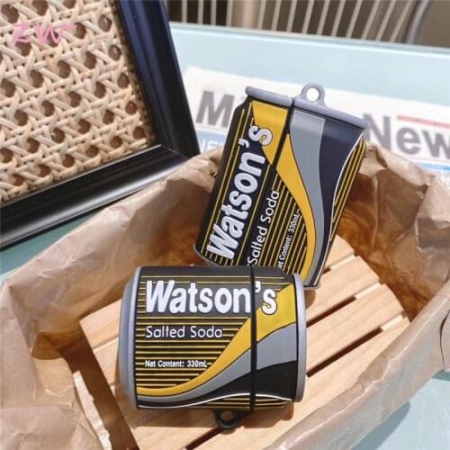 3D cute water soda case for airpods 1 2 pro 3 charging case soft silicone wireless bluetooth headset protect cover keyring