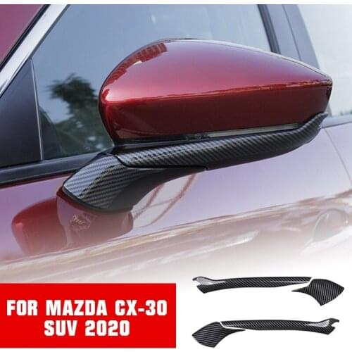ABS Carbon Fiber Car Rearview Mirror Guard Strip Cover Trim For Mazda CX-30 SUV 2020 Mirror Covers Stickers Black 2Pcs/set