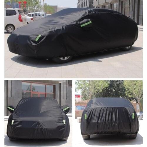 SUV/Sedan Car Cover with Side Zipper Outdoor Car Sun Shade Protector Waterproof Dustproof Exterior Snow Covers Reflective Strip