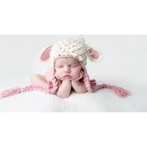 Free shipping,baby lamb hat, newborn lamb, crochet baby lamb hat, lamb photo prop, lamb newborn hat, lamb costume -beige NB-3M