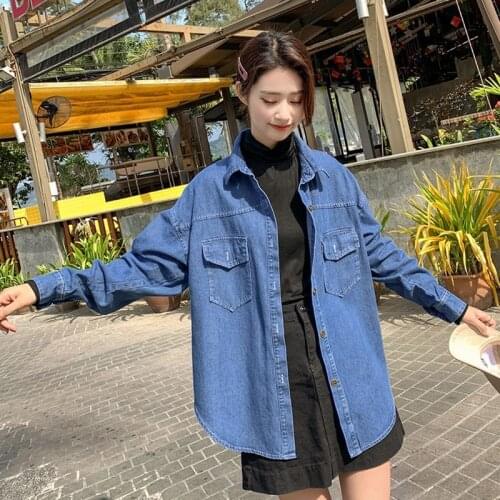 Blouse Women Shirt Denim Shirt Womens Spring Autumn Loose Large Size Retro Long Sleeve Coat Top Blusas Ropa De Mujer