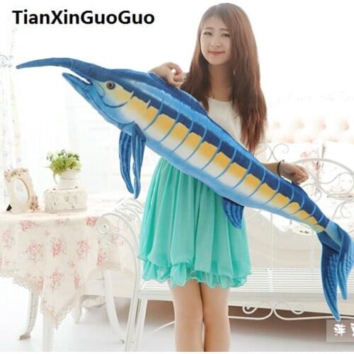 Large 140cm blue tuna fish plush toy soft doll creative throw pillow birthday gift h2032