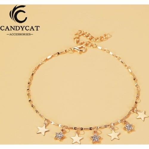 Multi Layer Star Pendant Anklet Foot Chain Trendy 2020 Pentagram Tassel Anklet Summer Beach Anklets Women Jewelry Girl Gifts