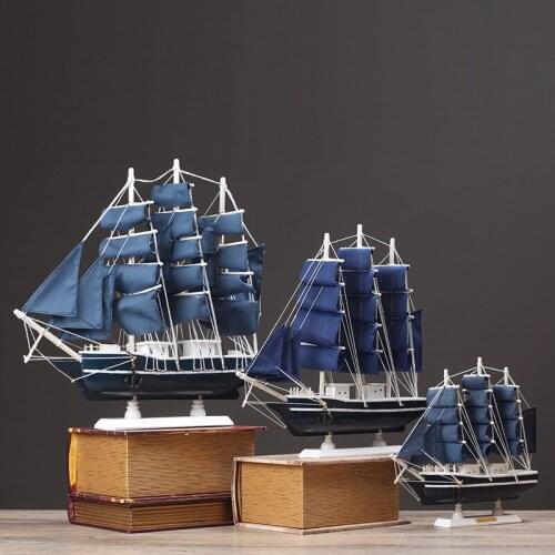 WOODEN SAILBOAT MODEL ORNAMENTS MEDITERRANEAN LIVING ROOM HOME DECORATIONS SMOOTH SAILING SMALL CRAFT BOAT HANDMADE