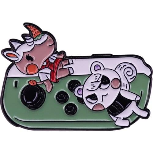 Animal Crossing Switch Enamel Pin Cute Villager Marshal and Merengue Brooch Gameboy Fans Must Have Collection