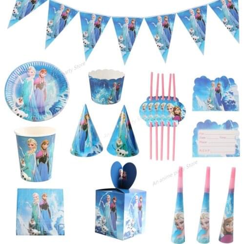 Frozen1 Theme Party Tableware Aisha Queen Childrens Birthday Party Decoration Props Venue Layout Decoration Balloon Cake Stand