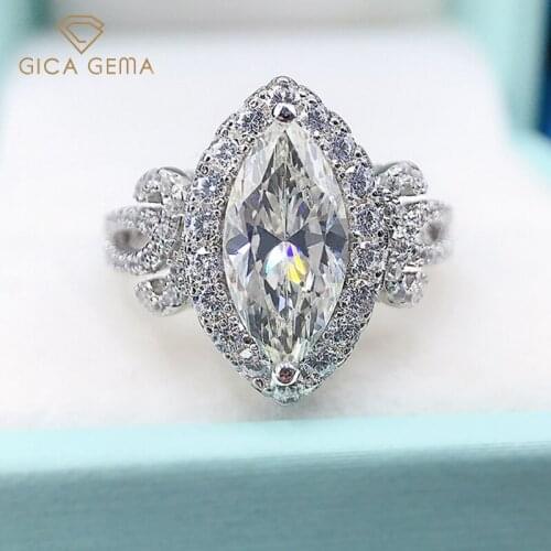 GICA GEMA Luxury Crown Rings For Women Girl 6*13mm Diamond Real 925 Sterling Silver Female Gifts Wedding Engagement Jewelry