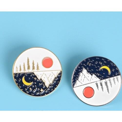 Exquisite Dripping Moon The Sun Brooch Backpack Accessories Day And Night Alternate Cowboy Badge Brooch Jewelry accessories