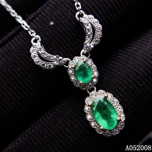 KJJEAXCMY fine jewelry 925 pure silver inlaid natural emerald girl new Pendant noble Necklace vintage support test