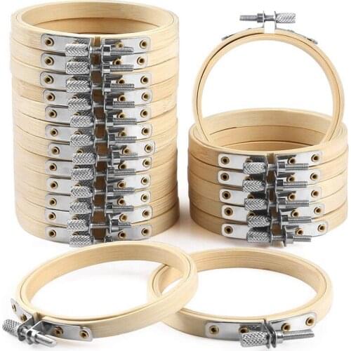 Quality 20 Pieces 3 Inch Bamboo Embroidery Hoops Round Wooden Circle Cross Stitch Hoop Round Ring For Art Craft Handy Sewing