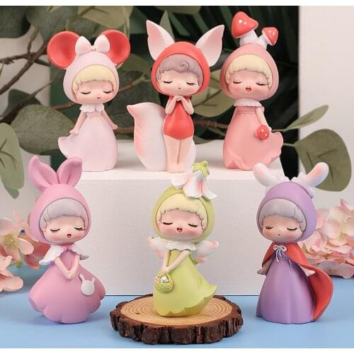 Random Box Girl GK Collection Resin Figure Action Toys Set Hidden Fox Cute Blind Birthday Cake Party Decor Surprise Gift Scale