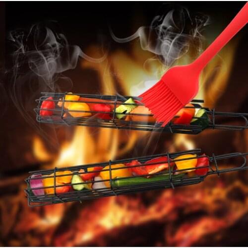 BBQ Grilling Basket Stainless Steel Nonstick Barbecue Grill Basket Tools Grill Mesh for Meat Hamburger BBQ Tools Barbecue